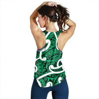 Aotearoa Maori Kowhaiwhai Women Racerback Tank Kakariki Puhoro and Patiki