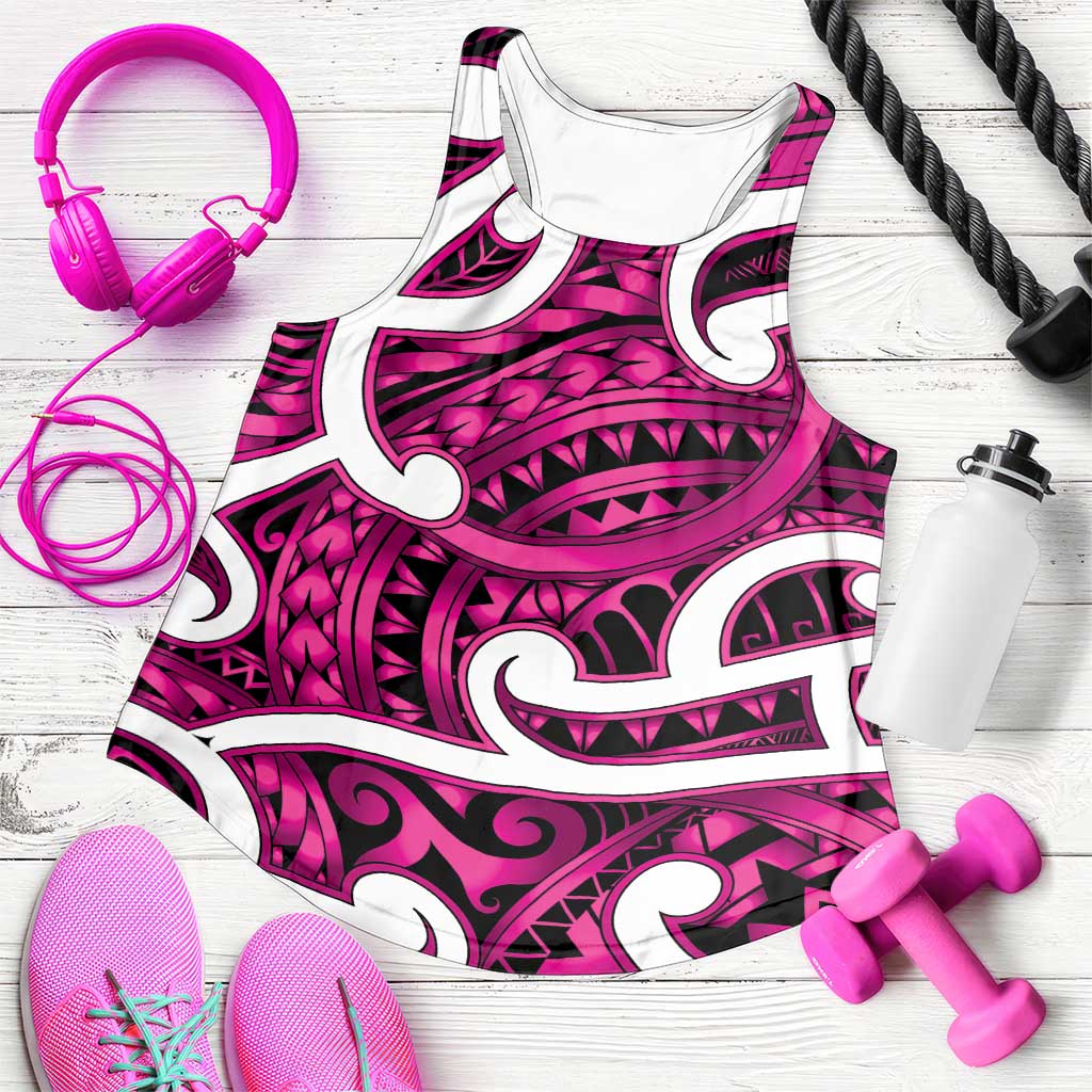 Aotearoa Maori Kowhaiwhai Women Racerback Tank Mawhero Puhoro and Patiki