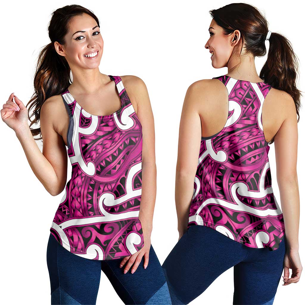 Aotearoa Maori Kowhaiwhai Women Racerback Tank Mawhero Puhoro and Patiki