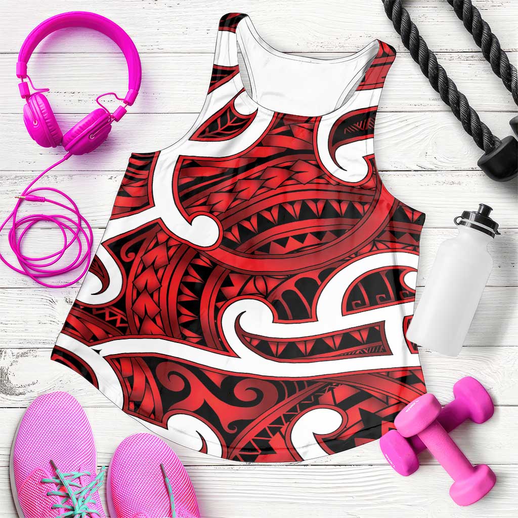 Aotearoa Maori Kowhaiwhai Women Racerback Tank Whero Puhoro and Patiki