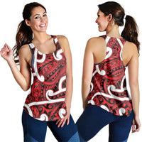 Aotearoa Maori Kowhaiwhai Women Racerback Tank Whero Puhoro and Patiki