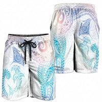Aotearoa Maori Sea Animals Tribal Shorts for Men Manta Ray and Shark Moko Pattern Sweet Pastel