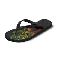 Aotearoa Moko Tribal Tattoo Flip Flops New Zealand Maori Penguin and Fantail Reggae Style LT03 - Polynesian Pride
