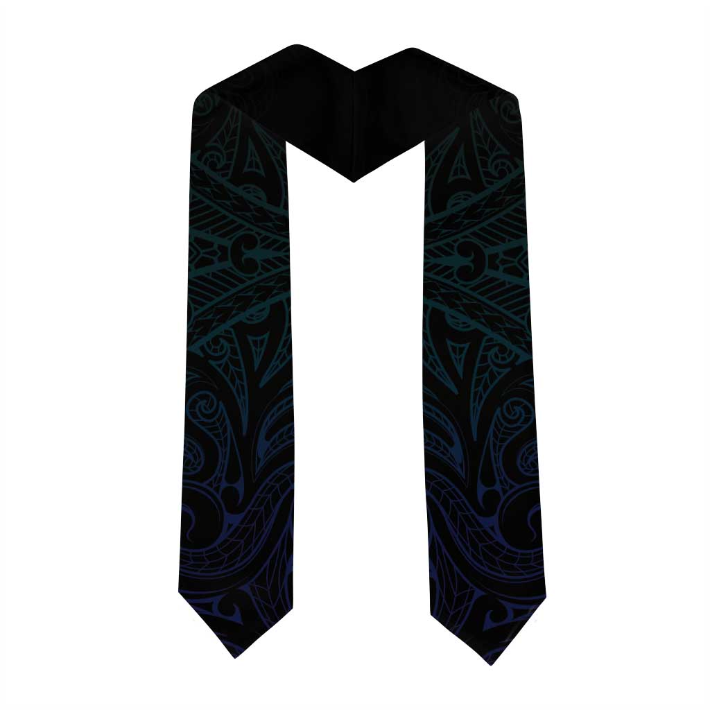 Aotearoa New Zealand Graduation Stole Koru Fern Blue Gradient LT05 - Polynesian Pride