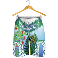 Aotearoa New Zealand Natural Plants Shorts for Men Pohutukawa with Silver Ferns Koru Frond Maori Tattoos