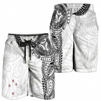 Aotearoa Volleyball Shorts for Men Silver Ferns and Maori Tribal White