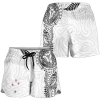 Aotearoa Volleyball Shorts for Women Silver Ferns and Maori Tribal White