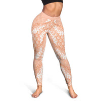 Apricot Mermaid Puakenikeni Maile Lei Leggings LT01 - Polynesian Pride