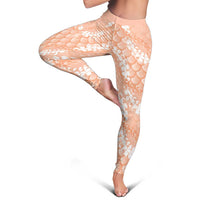 Apricot Mermaid Puakenikeni Maile Lei Leggings LT01 - Polynesian Pride