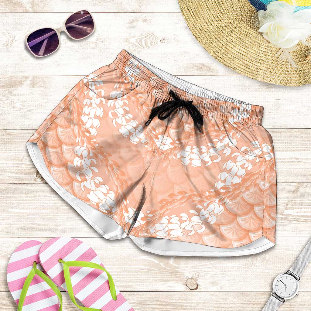 Apricot Mermaid Puakenikeni Maile Lei Shorts for Women