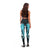 Aqua Polynesian Pattern With Tropical Flowers Leggings - Polynesian Pride