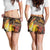 Australia and Papua New Guinea Together Shorts for Women Kangaroo Aboriginal Art and Bird-of-paradise Oro Tribal Motifs - Polynesian Pride