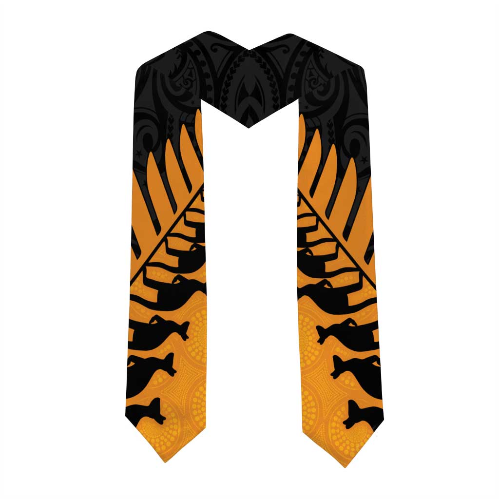 Australia New Zealand Rugby Graduation Stole Gold Aboriginal Wallabies and Maori Black Fern - Polynesian Pride