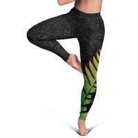 Australia New Zealand Rugby Leggings Gradient Aboriginal Wallabies and Maori Black Fern - Polynesian Pride