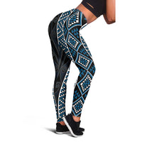 Azure Tukutuku Pattern Aotearoa Leggings Niho Taniwha and Puhoro Motifs