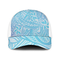 Baby Blue Gradient Polynesia Baseball Net Cap Hawaiian Tribal Hammerhead Shark Tattoo - Polynesian Pride