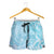 Baby Blue Gradient Polynesia Shorts for Women Hawaiian Tribal Hammerhead Shark Tattoo - Polynesian Pride