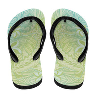 Baby Green Gradient Polynesia Flip Flops Hawaiian Tribal Hammerhead Shark Tattoo - Polynesian Pride