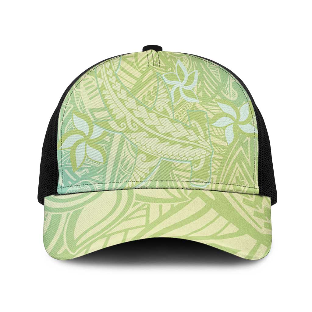 Baby Green Gradient Polynesia Mesh Trucker Cap Hawaiian Tribal Hammerhead Shark Tattoo - Polynesian Pride