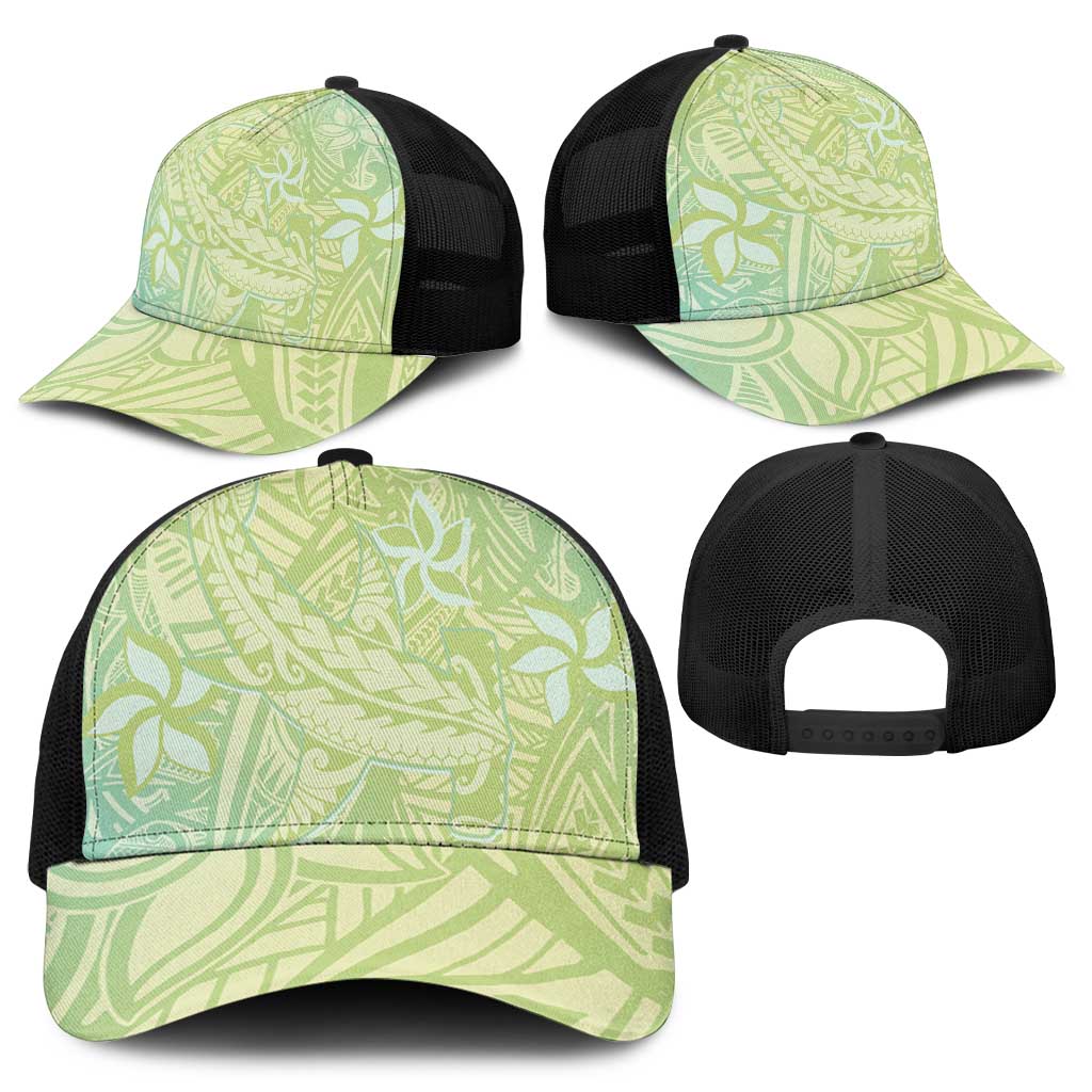 Baby Green Gradient Polynesia Mesh Trucker Cap Hawaiian Tribal Hammerhead Shark Tattoo - Polynesian Pride