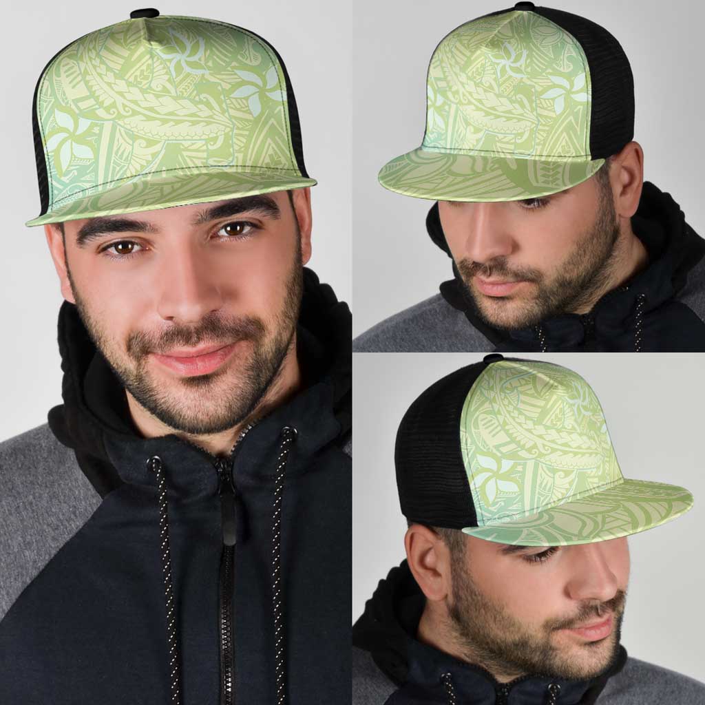 Baby Green Gradient Polynesia Mesh Trucker Cap Hawaiian Tribal Hammerhead Shark Tattoo - Polynesian Pride