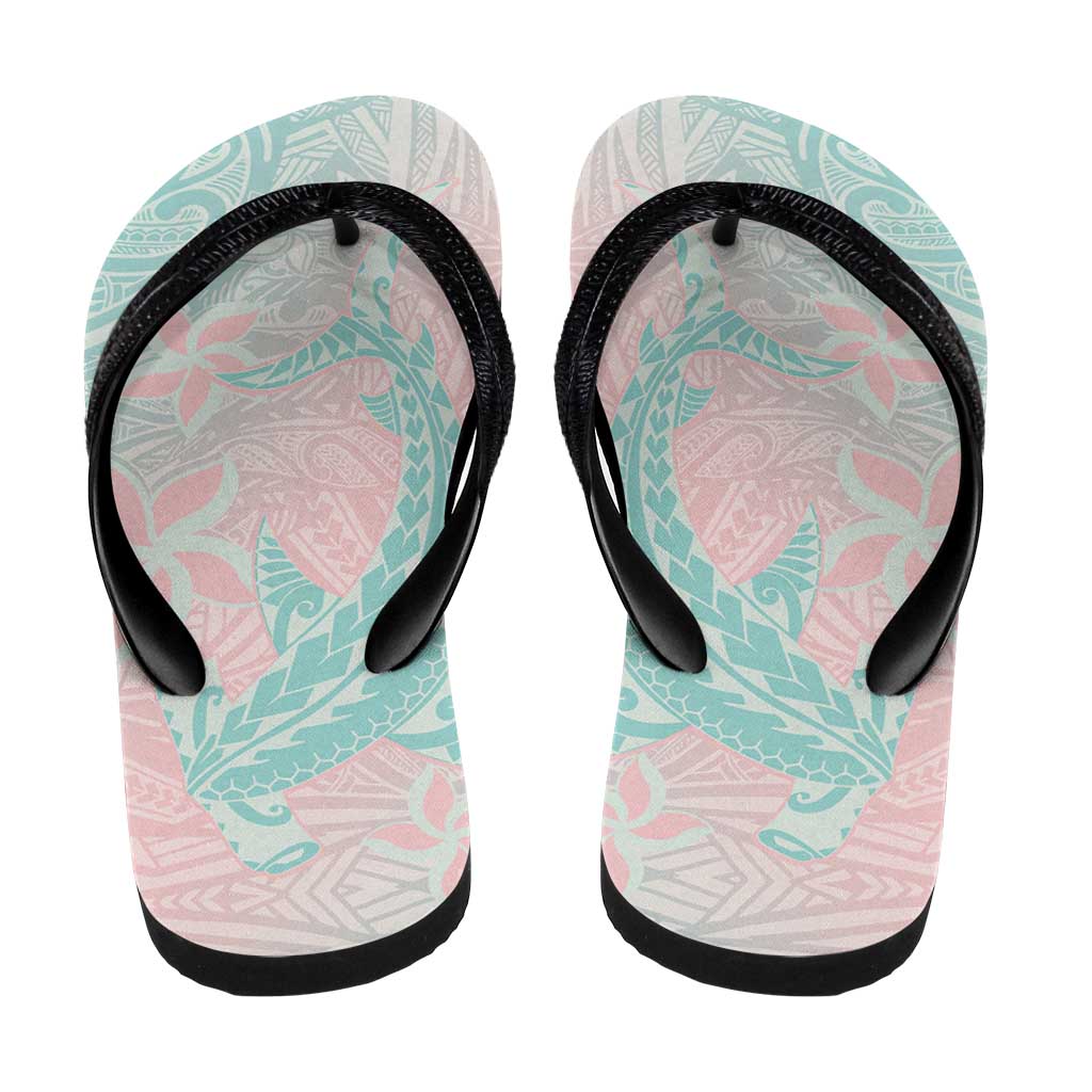 Baby Pink Gradient Polynesia Flip Flops Hawaiian Tribal Hammerhead Shark Tattoo - Polynesian Pride