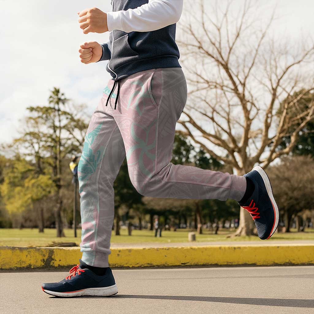 Baby Pink Gradient Polynesia Jogger Pants Hawaiian Tribal Hammerhead Shark Tattoo - Polynesian Pride