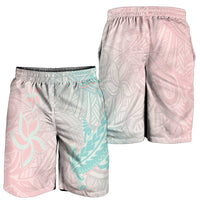 Baby Pink Gradient Polynesia Shorts for Men Hawaiian Tribal Hammerhead Shark Tattoo - Polynesian Pride
