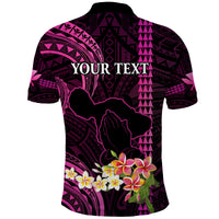 Personalised Hawaii Polo Shirt Pray For Maui Hawaiian Plumeria Pattern Pink Version LT14 - Polynesian Pride