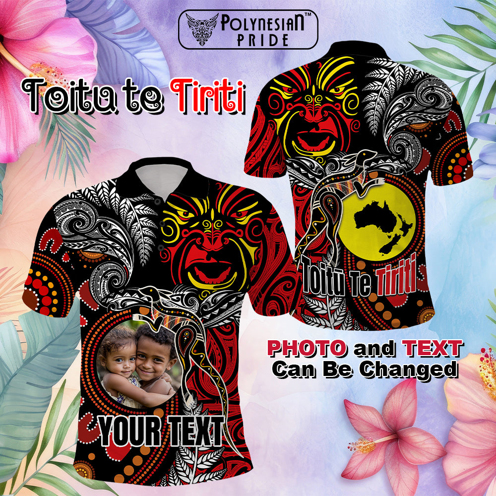 Custom Photo Aotearoa and Australia Toitu Te Tiriti Polo Shirt Honour the Treaty - Stand Together Stand Stronger CTM03