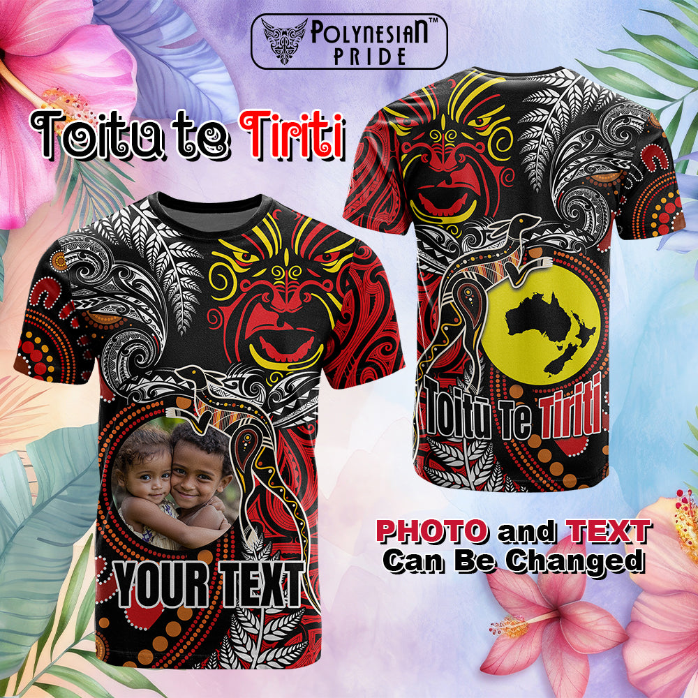 Custom Photo Aotearoa and Australia Toitu Te Tiriti T Shirt Honour the Treaty - Stand Together Stand Stronger CTM03
