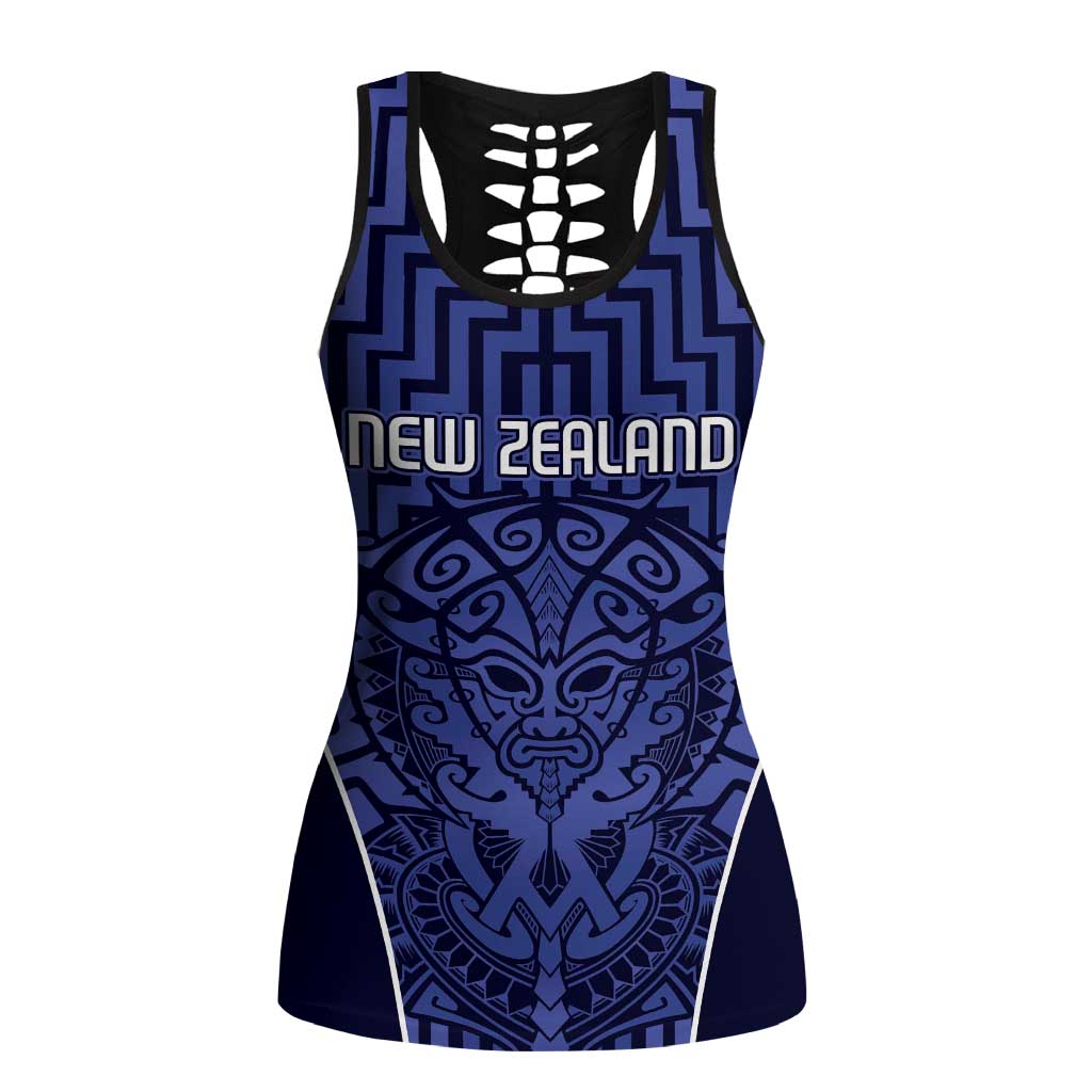 Basketball New Zealand Hollow Tank Top Blue Maori Ta Moko Indigenous - Polynesian Pride
