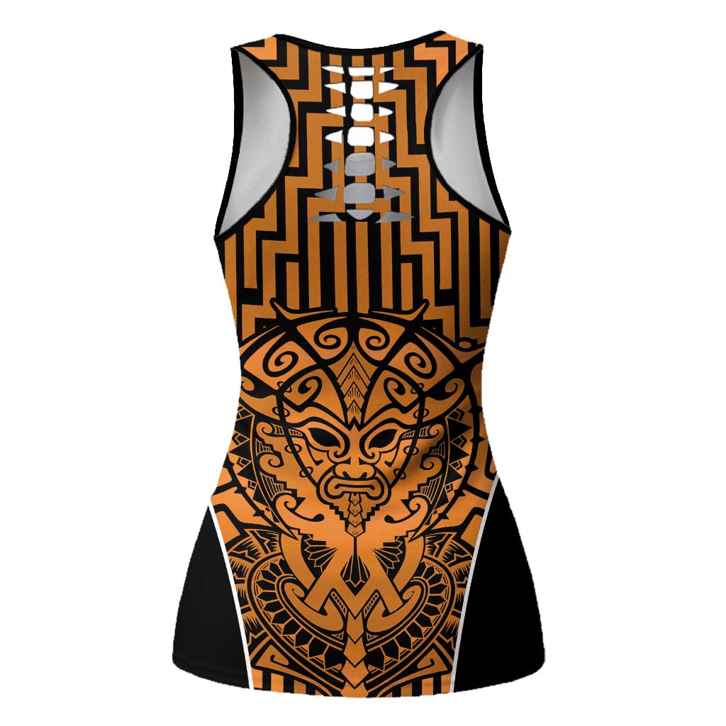 Basketball New Zealand Hollow Tank Top Gold Maori Ta Moko Indigenous - Polynesian Pride
