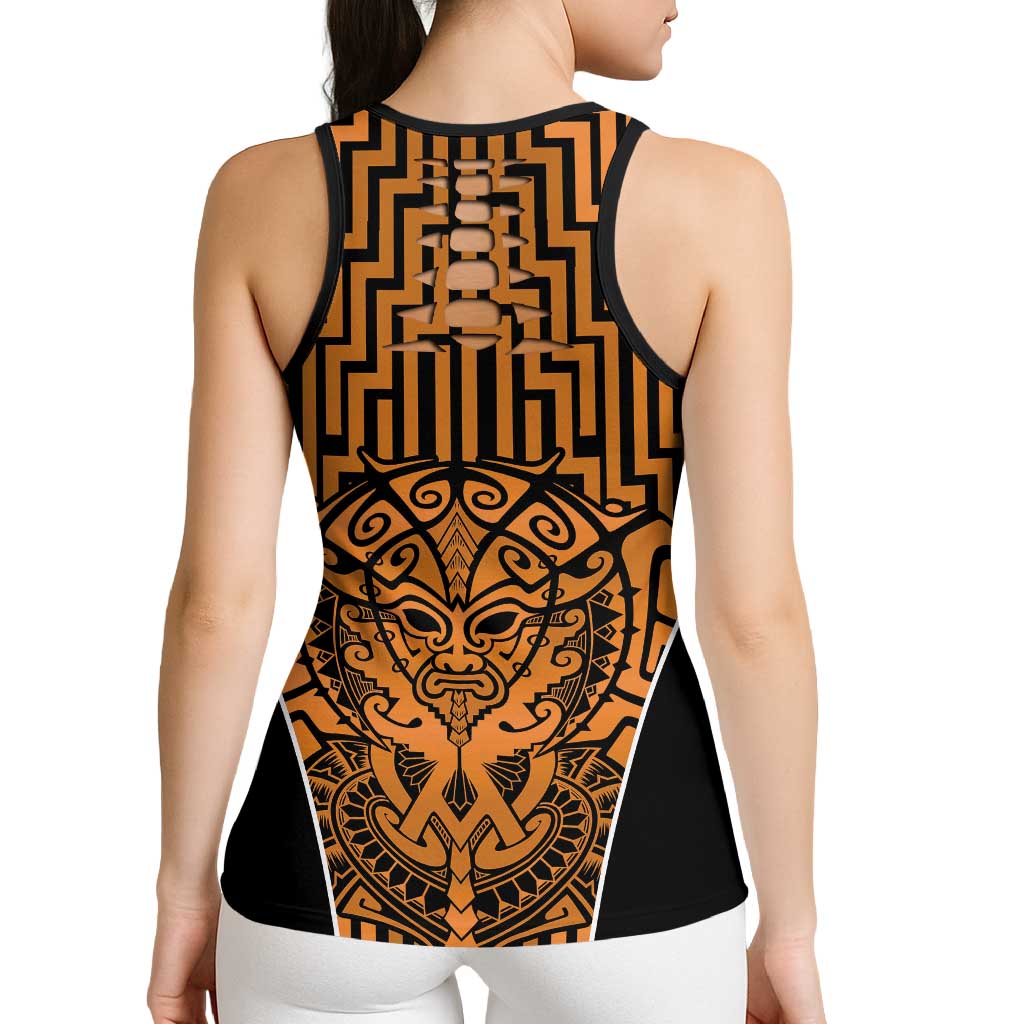 Basketball New Zealand Hollow Tank Top Gold Maori Ta Moko Indigenous - Polynesian Pride