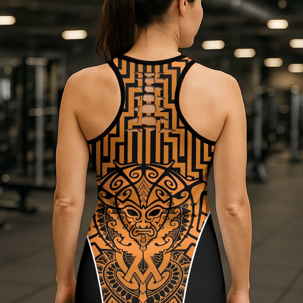 Basketball New Zealand Hollow Tank Top Gold Maori Ta Moko Indigenous - Polynesian Pride