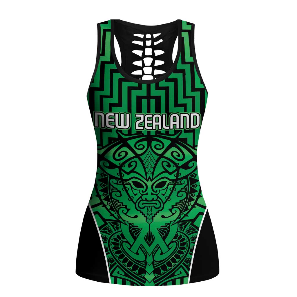 Basketball New Zealand Hollow Tank Top Green Maori Ta Moko Indigenous - Polynesian Pride