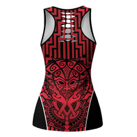 Basketball New Zealand Hollow Tank Top Red Maori Ta Moko Indigenous - Polynesian Pride