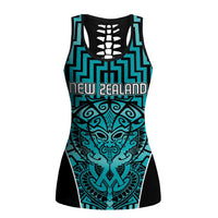 Basketball New Zealand Hollow Tank Top Teal Maori Ta Moko Indigenous - Polynesian Pride