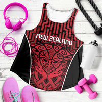 Basketball New Zealand Women Racerback Tank Red Maori Ta Moko Indigenous - Polynesian Pride