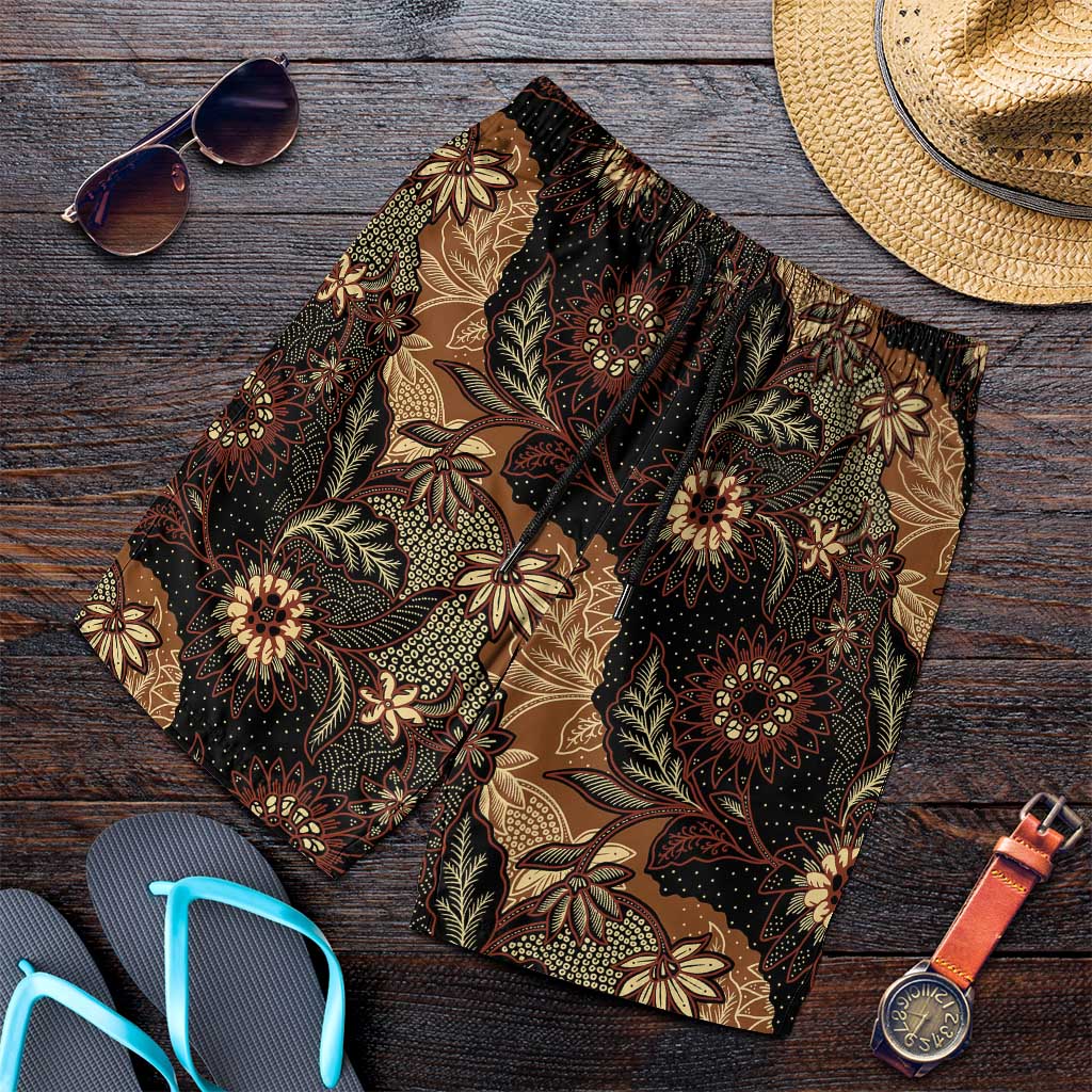 Batik Pedalaman Semen Lereng Style Shorts for Men Indonesian Traditional Pattern