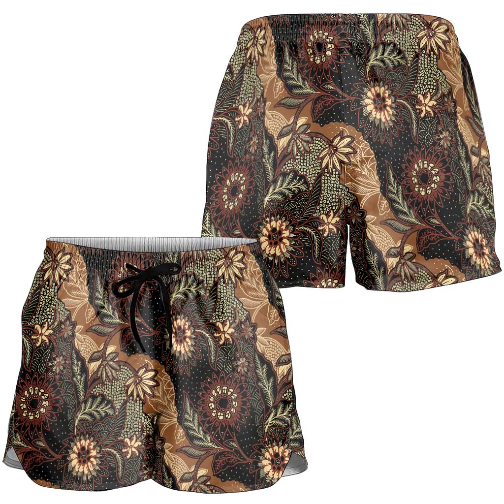 Batik Pedalaman Semen Lereng Style Shorts for Women Indonesian Traditional Pattern