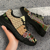 Beige Aotearoa Kowhaiwhai Pattern Chunky Sneakers NZ Maori Quilt Style - Polynesian Pride