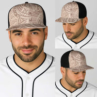 Beige Gradient Polynesia Baseball Net Cap Hawaiian Tribal Hammerhead Shark Tattoo - Polynesian Pride