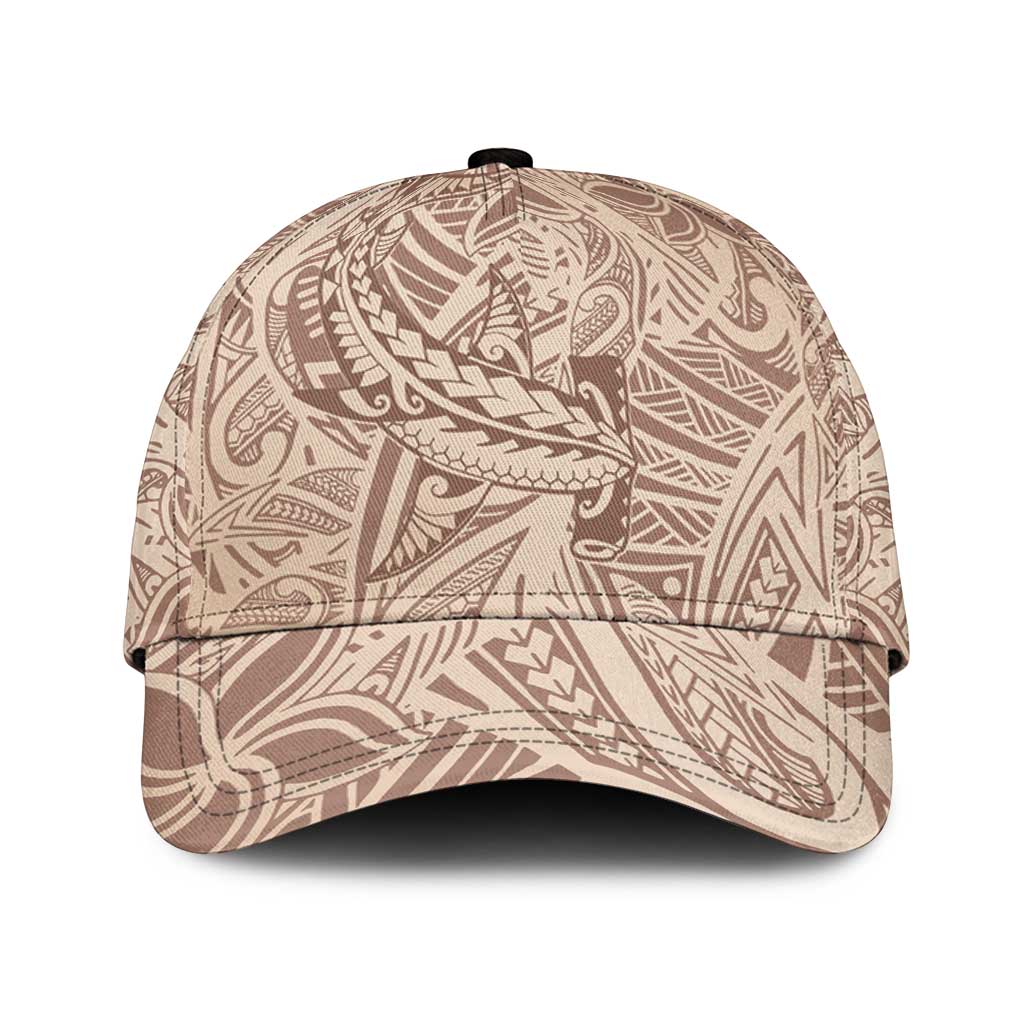 Beige Gradient Polynesia Classic Cap Hawaiian Tribal Hammerhead Shark Tattoo LT14