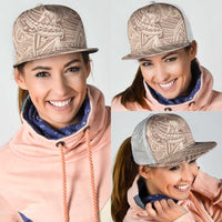 Beige Gradient Polynesia Mesh Trucker Cap Hawaiian Tribal Hammerhead Shark Tattoo - Polynesian Pride
