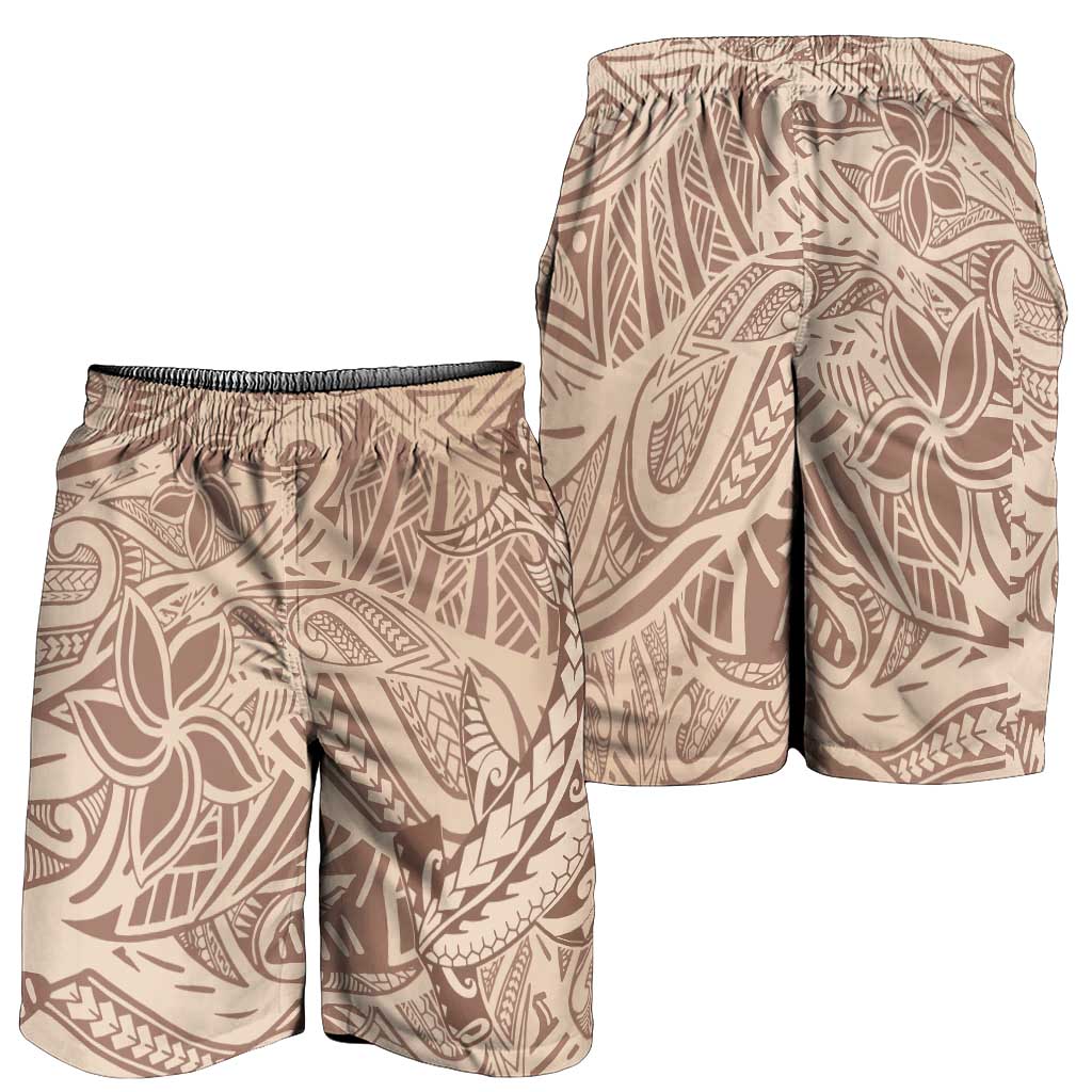 Beige Gradient Polynesia Shorts for Men Hawaiian Tribal Hammerhead Shark Tattoo - Polynesian Pride