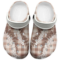 Beige Hawaii Palaka Clogs Shoes Hawaiian Honohono Lei LT05 Beige - Polynesian Pride