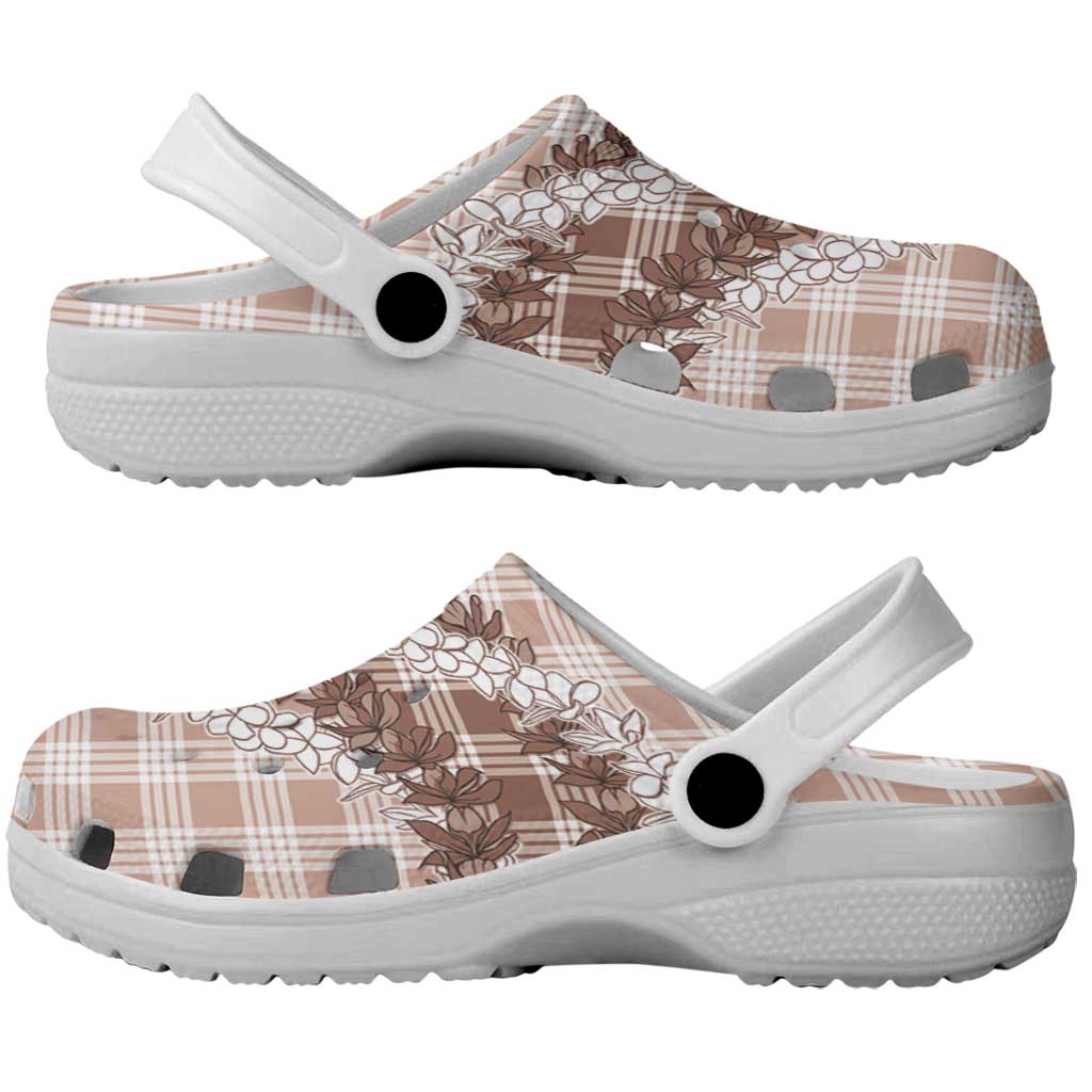 Beige Hawaii Palaka Clogs Shoes Hawaiian Honohono Lei LT05 - Polynesian Pride