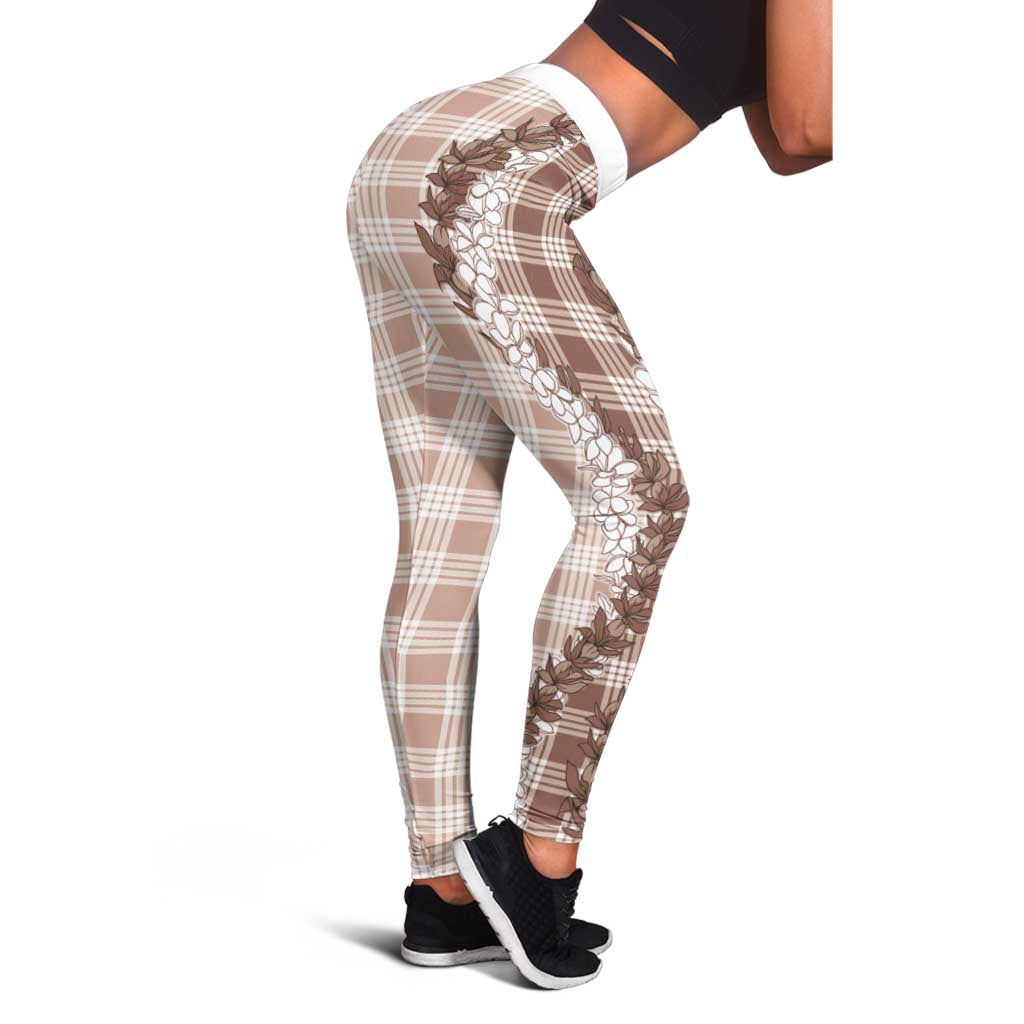 Beige Hawaii Palaka Leggings Hawaiian Honohono Lei