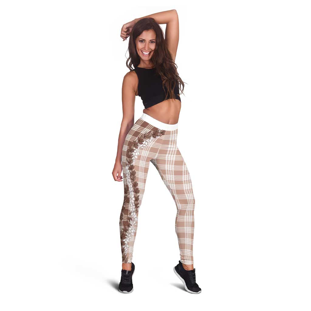 Beige Hawaii Palaka Leggings Hawaiian Honohono Lei